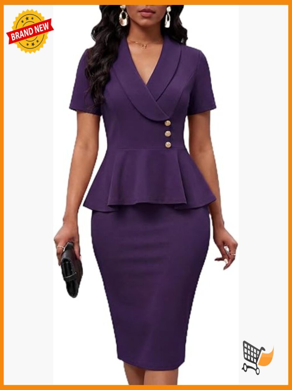 Work Bodycon Midi Dress V-Neck Short Sleeve Office Church Outfits